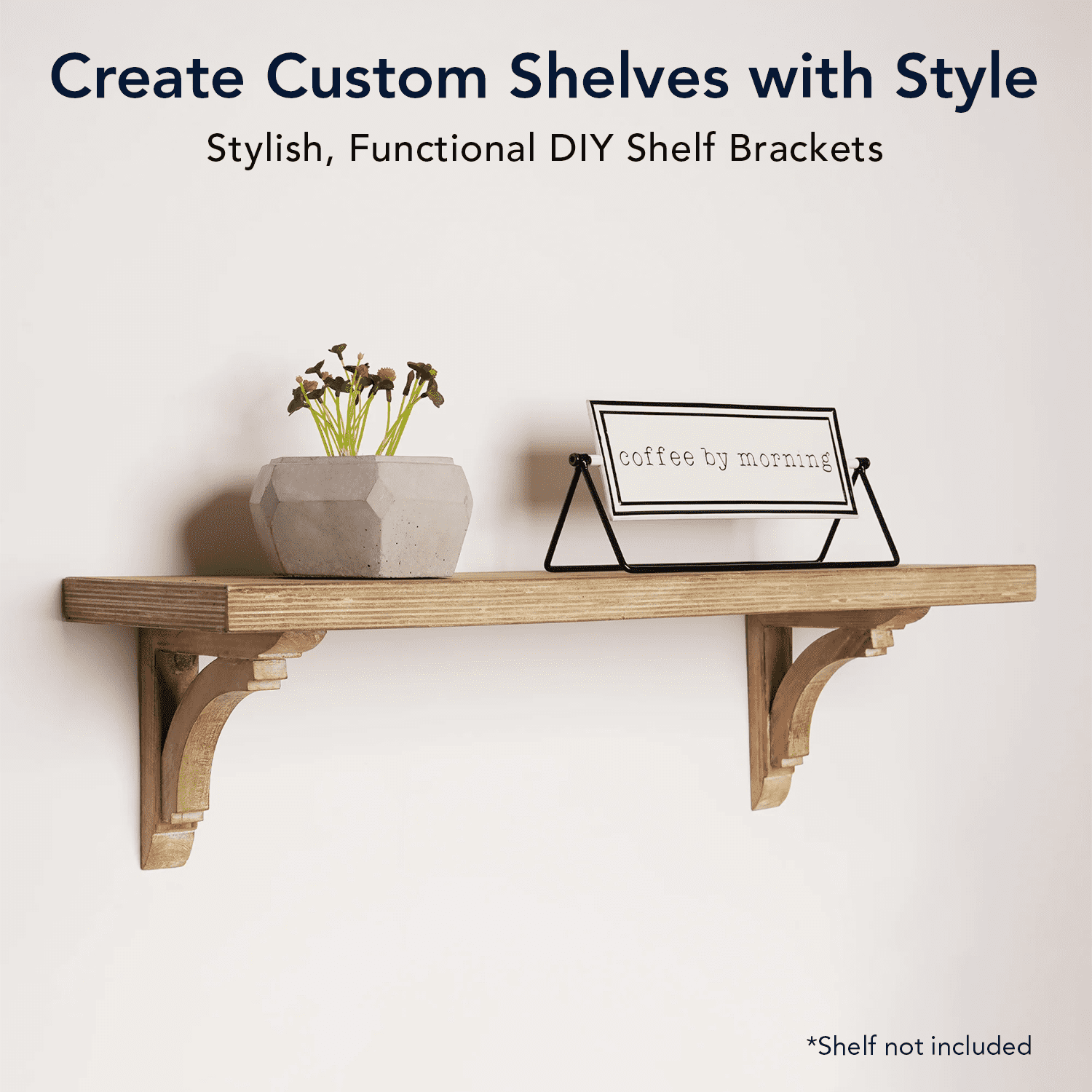 American Art Decor Wood Decorative Corbels Wall Shelf Brackets, Set of 2, Natural 6.6" x 6.6" x 1.2"