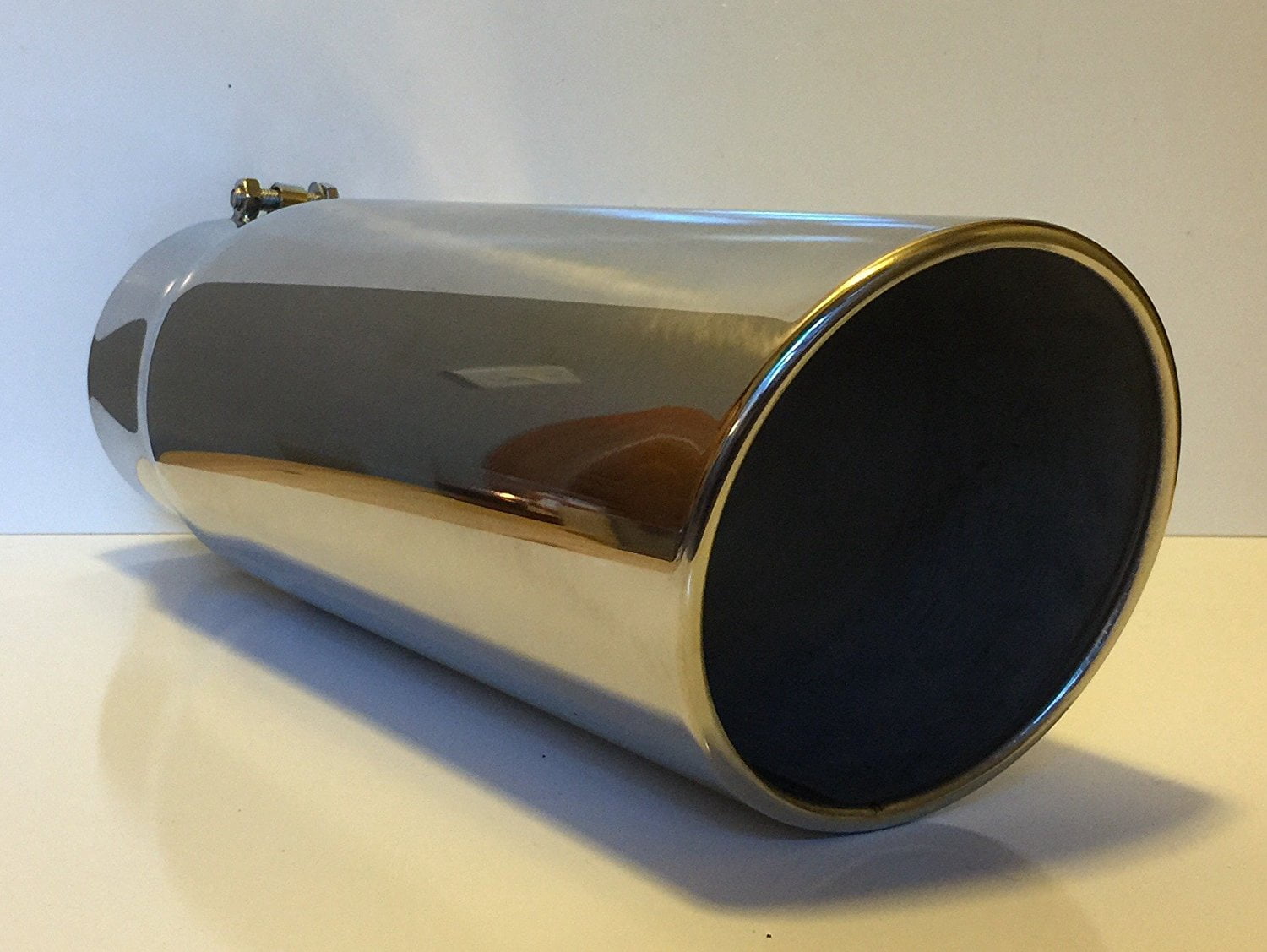 4" Inlet X 10" Outlet 15" Long Stainless Steel Exhaust Pipe Tip - 20° Rolled Edge, Black - View #3