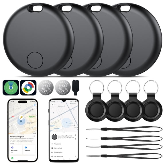 Item Finder Tracker-4 Pack: Smart Bluetooth Tracker, Item Finder Works with Apple Find My & Google's Find Hub(Android), Replaceable Battery, Smart Trakcer Tags for Keys/Luggage/Backpack, FCC Approved