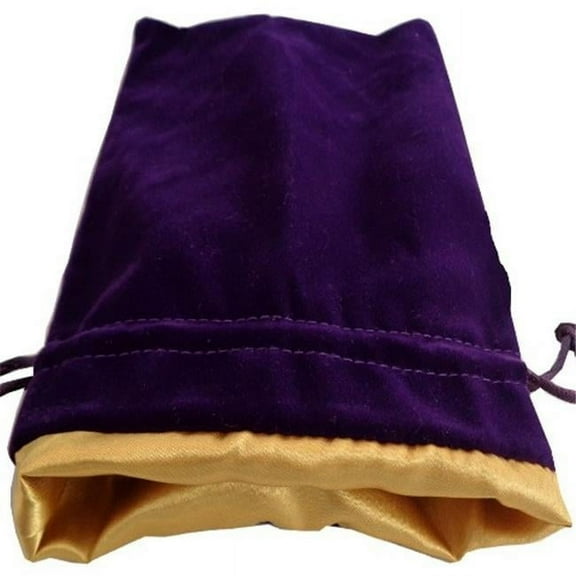 4 x 6 Velvet & Satin Dice Bag, Purple & Gold