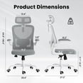 thumbnail image 6 of STARY Ergonomic Office Chair, Computer Chair with Adjustable Lumbar Support, Flip-up Arms and Headrest, Breathable Mesh Desk Chair for Home Office, White & Gray, 6 of 7