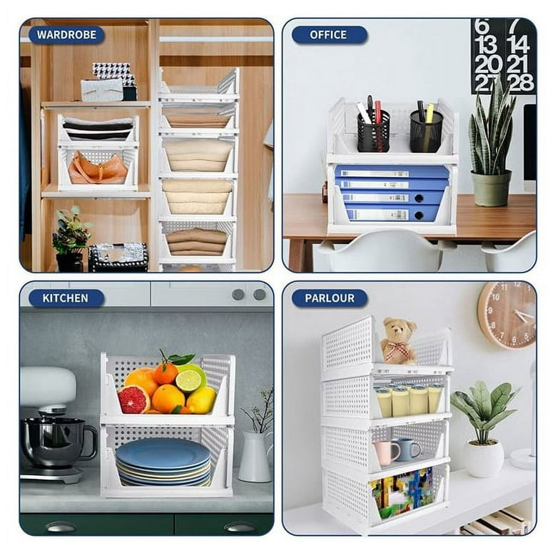 2-Pack Folding Wardrobe Storage Box Plastic Drawer Organizer Stackable  Storage Baskets Closet Container Home Office Bedroom Laundry Pull Out  Drawer