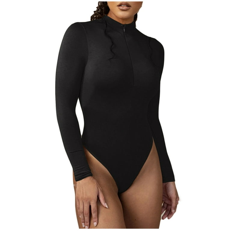 jsaierl Women's Crew Neck Long Sleeve Bodysuit Tops Sexy Body