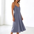 thumbnail image 4 of Linfrsh Women Backless Dress Backless Cami Dress for Women Solid Long Sleeveless Lounge Dress Comfortable Indoor Wear(Light Purple,S), 4 of 8