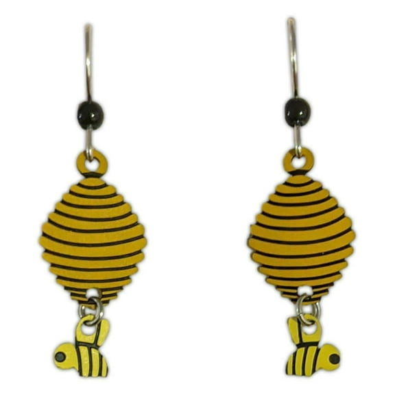 BEEHIVE Honey Bee Hypo-Allergenic Earrings, Sterling Silver Plated by Sienna Sky