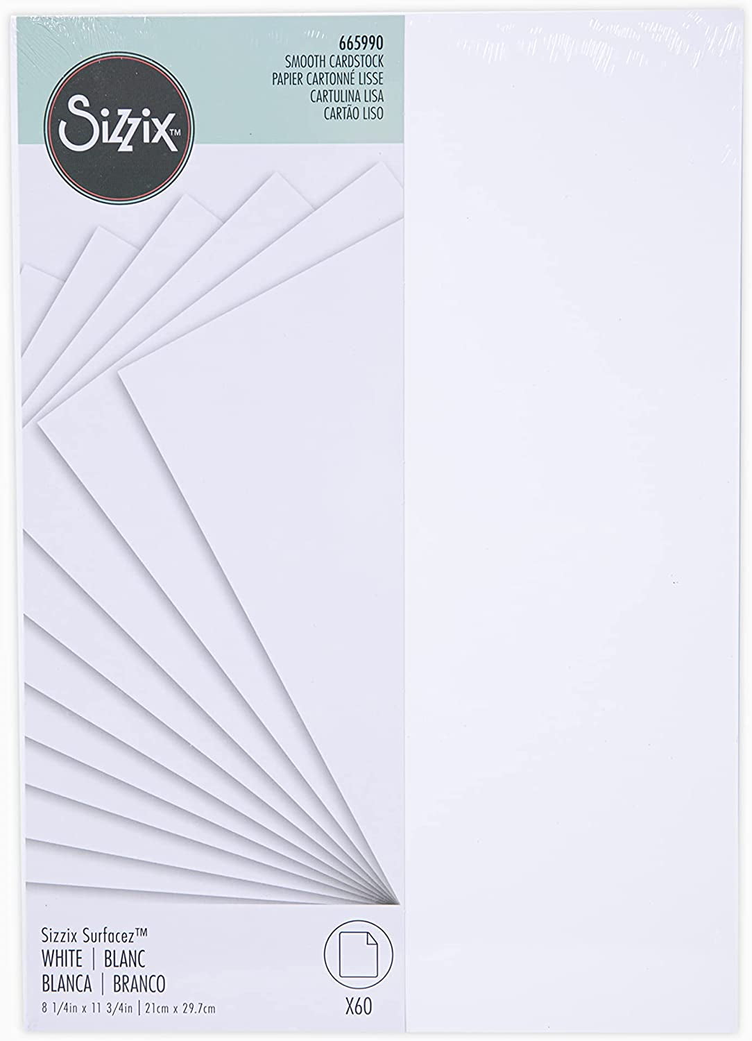 Sizzix White Heavyweight Cardstock 8.25 x 11.75 inches, 60 Sheets