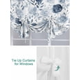 thumbnail image 3 of Blue Flowers Tie Up Curtains for Windows 45 Inch Length Balloon Curtains Kitchen Adjustable Balloon Window Shade Watercolor Rustic Retro Floral Leaf Vines Tie Up Bathroom Curtain Window 42"x45", 3 of 6