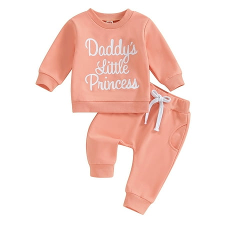 

GXFC Baby Girl Fall Outfits Set Clothes 6M 1T 2T 3T Kids Girl Long Sleeve Letter Print Sweatshirt Tops Pants 2Pcs Casual Autumn Clothing for Toddler Girl