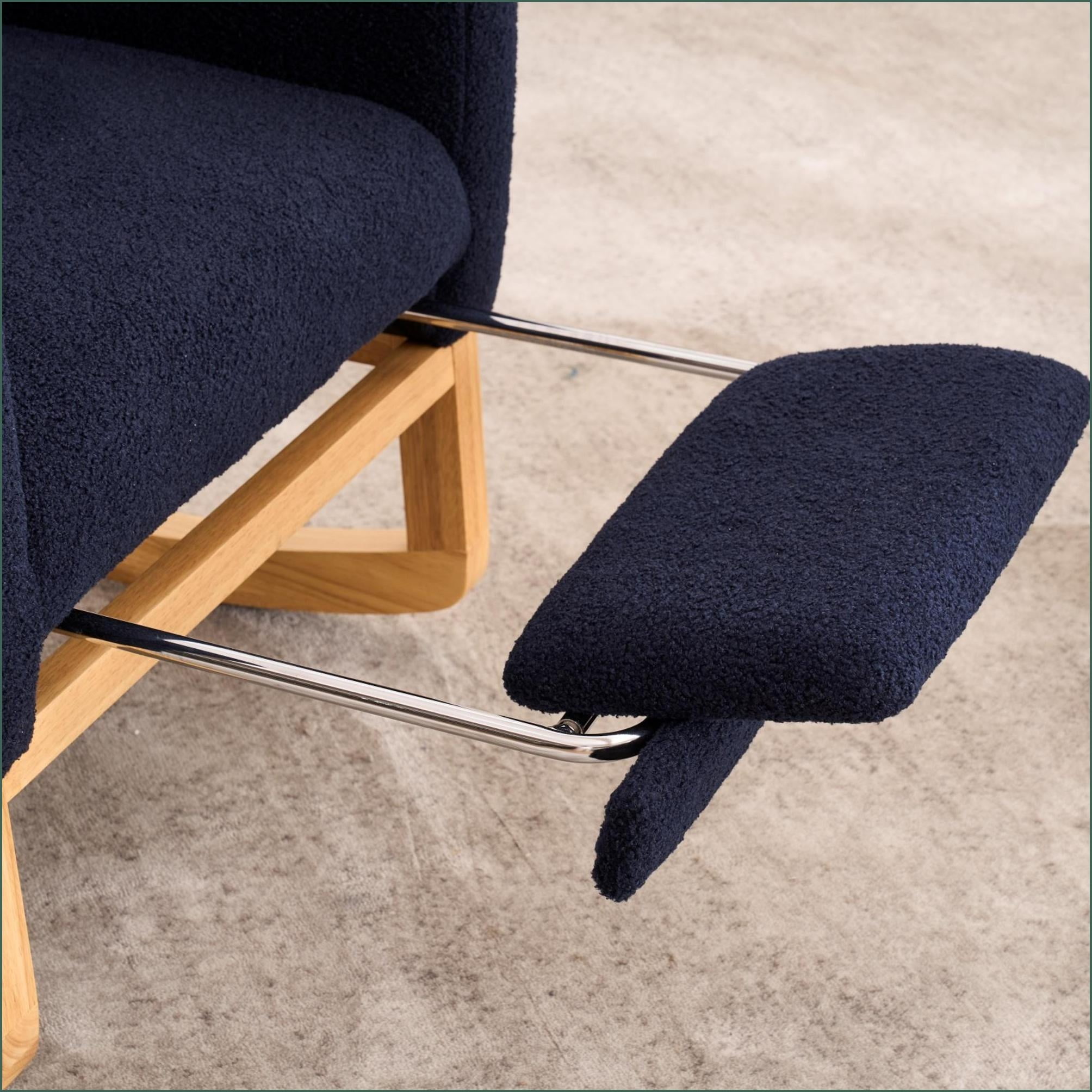 Rocking Chair, Modern Extra-Wide Gliding Reclining Accent Chair | White Technical Leather Boucle