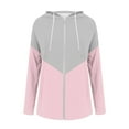 thumbnail image 5 of Uootdi Color Block Zip Up Drawstring Hoodies for Women Striped Casual Loose Fit Long Sleeve Sweatshirt Jacket with Pockets, 5 of 6