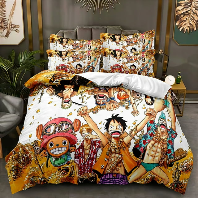 One Piece Bedding Set 3 Pieces Soft Breathable Duvet Cover Set 3D Printed Microfiber Quilt Cover with Pillow Shams