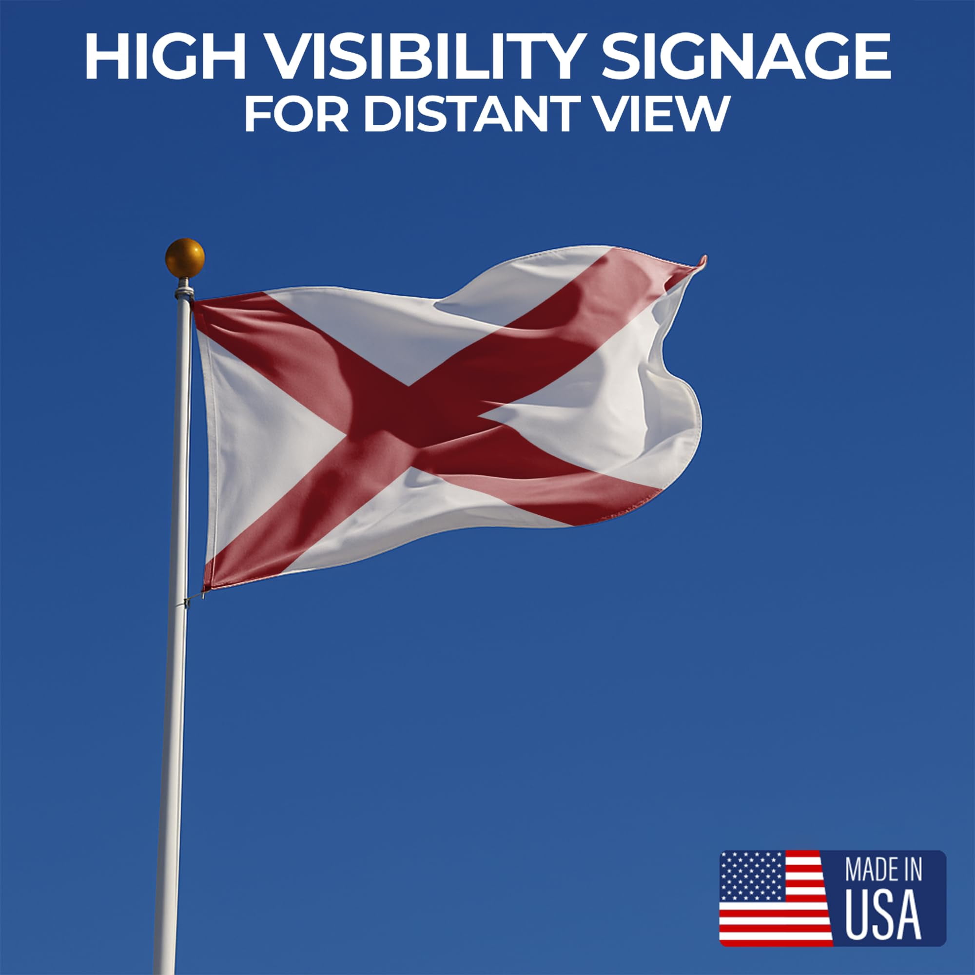 Alabama Outdoor Flag (1x1.5ft) by DreamController - Durable, Fade-Resistant Polyester, Double-Stitched, Brass Grommets - HD Printed USA State Flag - Made in USA