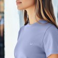 thumbnail image 5 of Dalix Lil Smile Face Embroidered Lightweight Relaxed Jersey Tee Summer Cute Short Sleeve T Shirt Womens in Lavender Blue S Small, 5 of 5