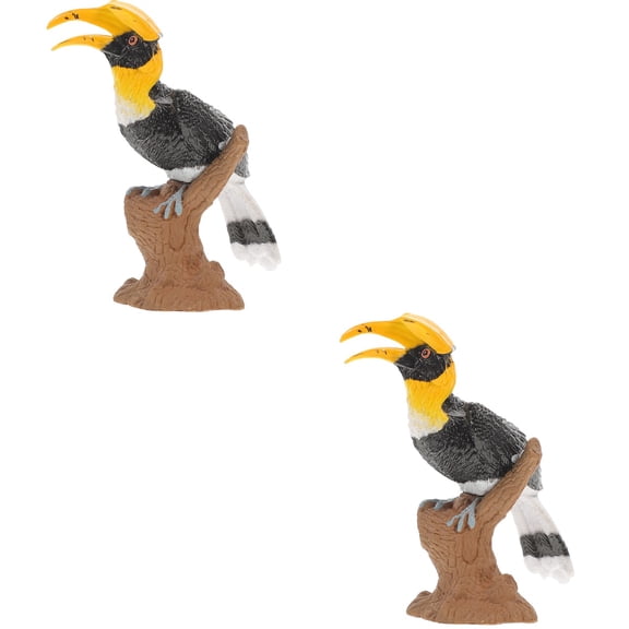 MLINS 2pcs Bird Model Simulated Hornbill Figurine Plastic Hornbill Ornament Garden Decor