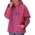 thumbnail image 2 of Cilsoka Womens Waterproof Raincoat with Hooded Lightweight Rain Jackets Windbreaker Full Zip Outdoor Running Hiking Trench Coat, 2 of 6