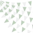 thumbnail image 1 of 42 Pcs Triangle Pennant Flags Bunting Banner for Birthdays, Showers & Party Decorations – Lightweight Hanging Garland in Avocado Green and White, 1 of 2