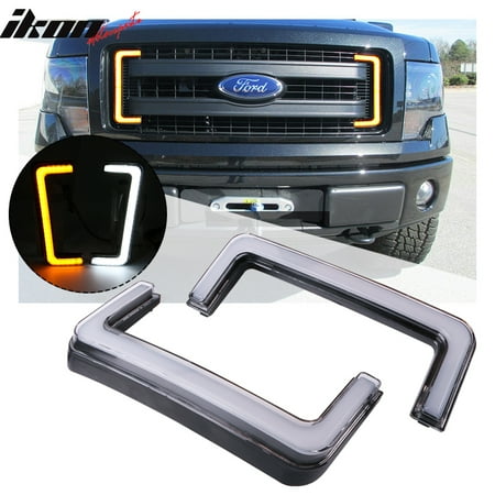 Ford Thunderbird Turn Signal - Fits 09-14 Ford F-150 STX Grill Switchback LED White DRL Amber Turn Signal Light