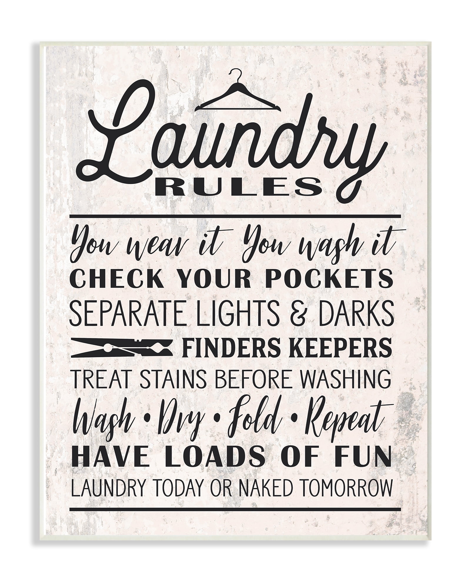 The Stupell Home Decor Collection Black on White Washed Texture Laundry ...