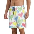 thumbnail image 2 of Naloa Hand Drawn Colored Hearts Men's Beach Shorts, Surfing shorts, Swim trunks, Quick Dry Swim Trunks for Surfing Beach Fun - Medium, 2 of 9