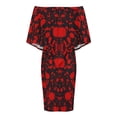 thumbnail image 4 of Blood Black And Red Horror Women's Off The Shoulder Ruffles Summer Wedding Guest Loose Casual Party Beach Dress, 4 of 9