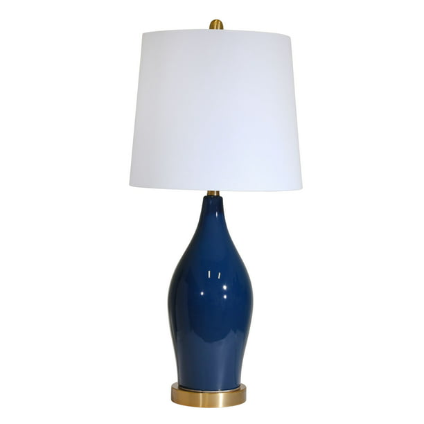 31 Indigo Blue Ceramic Table Lamp With, Indigo Swirl Blue Art Glass Table Lamp