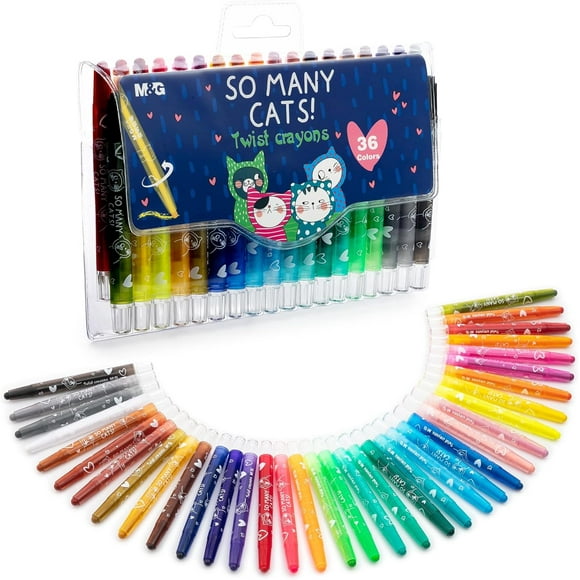 36 Colors Twist Gel Crayons for Kids Toddlers,Non-Toxic Watercolor Rainbow Crayons for Glass and Paper with Clear Plastic Crayon Case,Twist-Up Gel Crayon Set