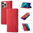 thumbnail image 1 of SaniMore for iPhone 14 Pro Max 6.7" 2022 Case, Prumiem PU Leather Wallet Kickstand Cover Magnetic Flip Design Card Slots Shockproof Anti-drop TPU Full Body Protective Shell, Red, 1 of 8