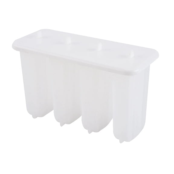 4-Cavity White Silicone Popsicle Mold with Lid – Reusable BPA-Free Ice Pop Maker for Yogurt, Fruit & Healthy Frozen Treats