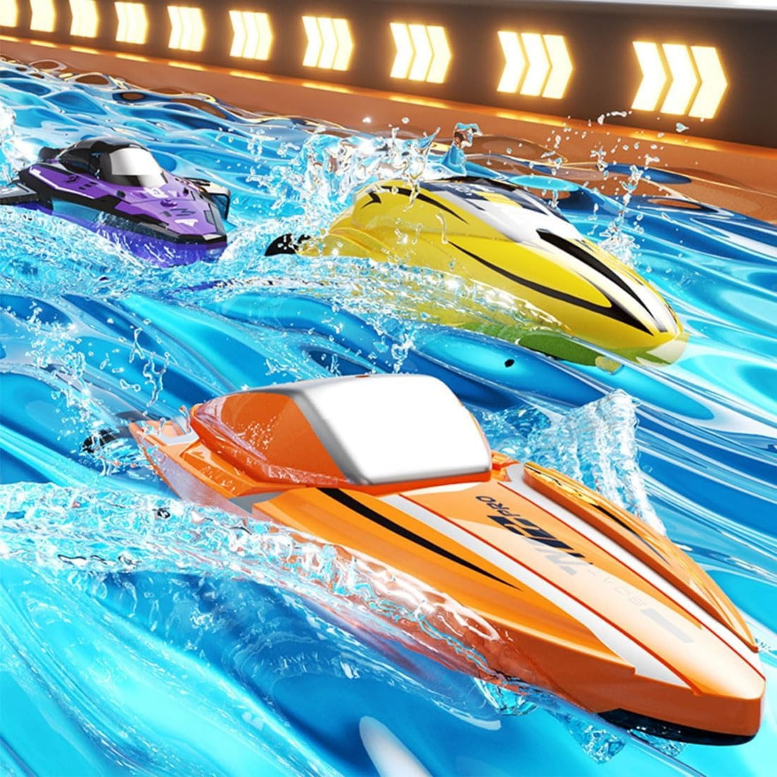 Mini Speedboat Toy Summer Water-Sensing Auto-Start/Stop Remote Control Boat Self-Righting Stunt Speed Boat for Pool, Lake, Outdoor Water Games Toy