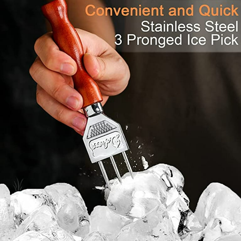 Ludlz Stainless Steel Ice Pick, Safety Wooden Handle, Punch Crusher Icing Breaker For Kitchen