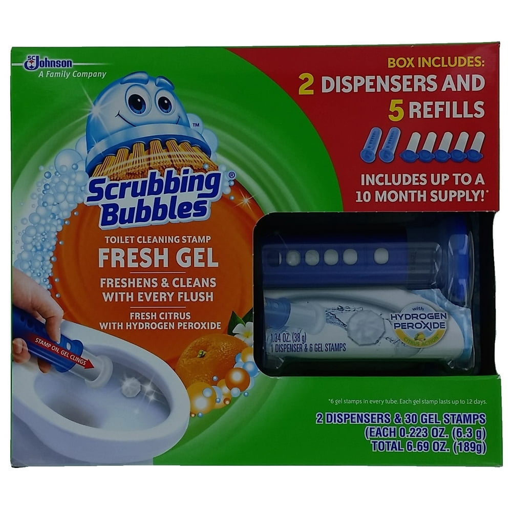 Scrubbing Bubbles Toilet Gel, Fresh Citrus (2 dispensers + 30 gel discs