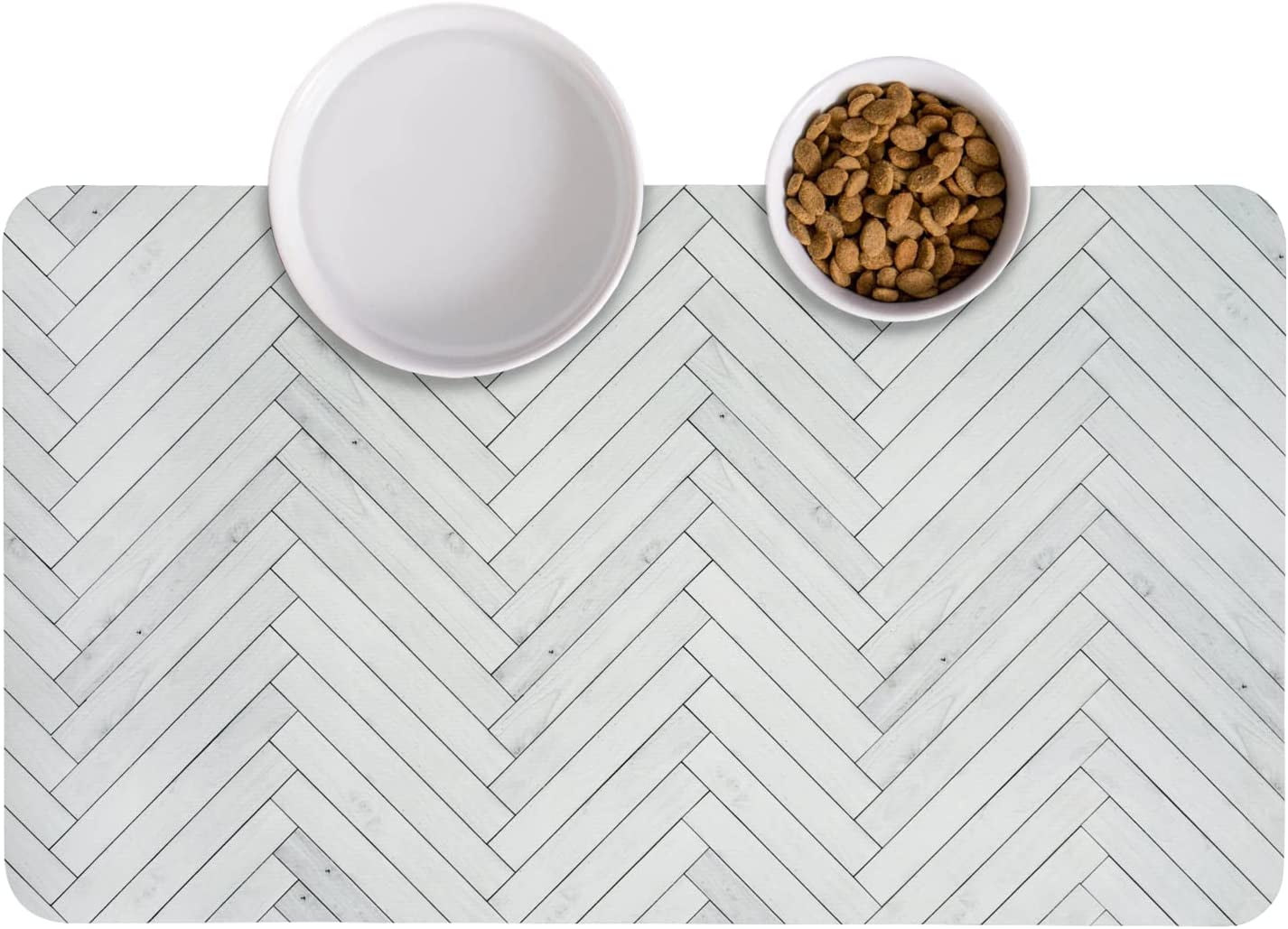 Dog Cat Pet Food Feeding Mat ,Whitewood Mat for Dog Bowls and Water