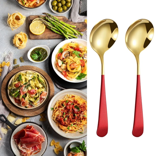 melotizhi Round Spoon 304 Stainless Spoon Fork Household Cute Small Soup Spoon Thick Round Bottom Eating Spoon