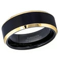 thumbnail image 3 of Jewelry Avalanche Brushed Black & Gold Beveled Tungsten Mens Wedding Band 8mm, 3 of 3