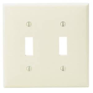 Leviton 80709-A Almond Nylon Two Gang Toggle Light Switch Wall Plate