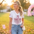 thumbnail image 4 of JULMCOMO Breast Cancer Shirts for Women V Neck Pink Ribbon Breast Cancer Awareness Short Sleeve Loose Comfy Tops Casual Survivor Support Graphic Tees White L, 4 of 7