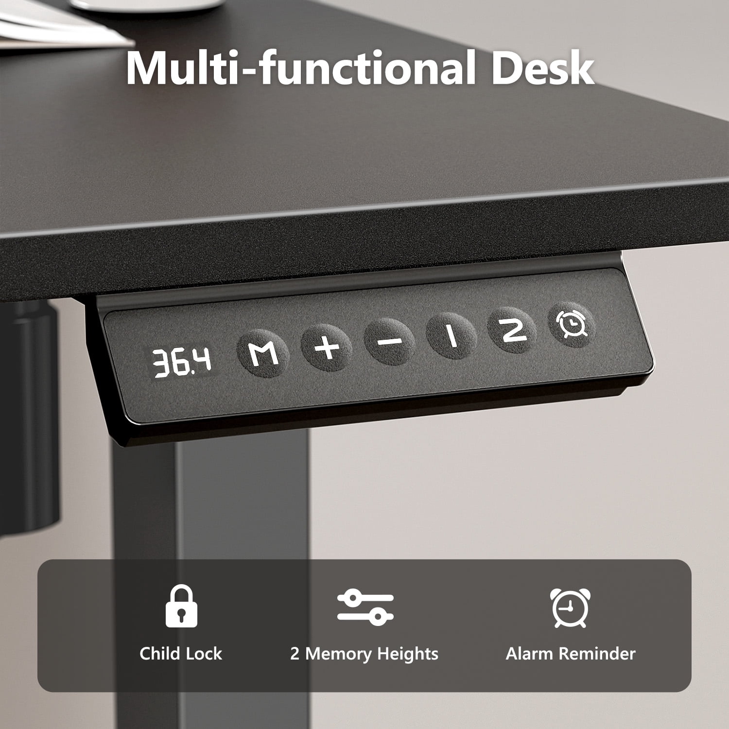 Gylador Electric Standing Desk, 55''x24'' Height Adjustable Desk with Memory Preset, Stand up Desk with Electric Lift, Electric Desk for Home, Computer Desk, Office Desk, 2 Boards, Black