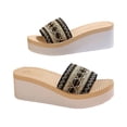 thumbnail image 4 of Rokment Women's Platform Wedge Dress Slip on Sandals Boho Beach Summer Comfortable Memory Foam Chunky High Heels Walking Slides with Arch Support for Woman Black Size 6, 4 of 6
