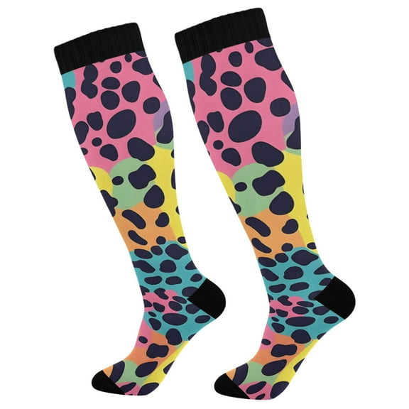 joogoo Leopard Print Long Socks Women Men Knee High Sock