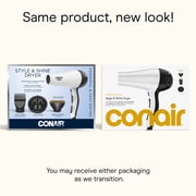 Conair Style & Shine Hair Dryer, 1875 Watts, Diffuser, Concentrator & Detangler Attachments