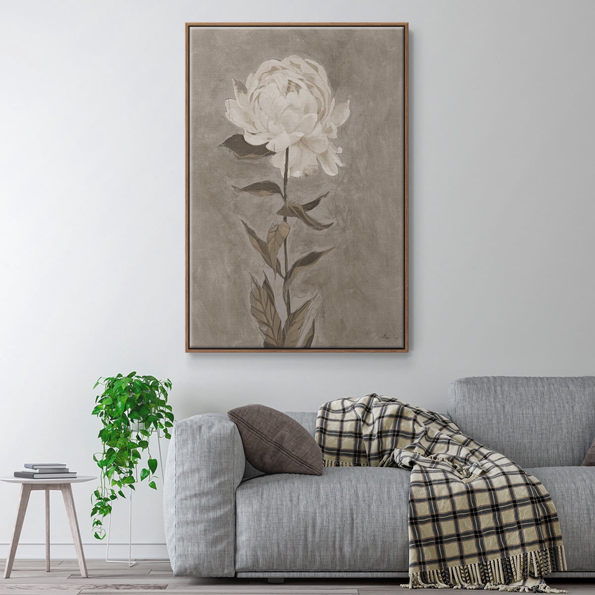Pretty as a Peony I Framed Premium Gallery Wrapped Canvas - Ready to Hang - 17 x 25 - Walnut Floating Frame