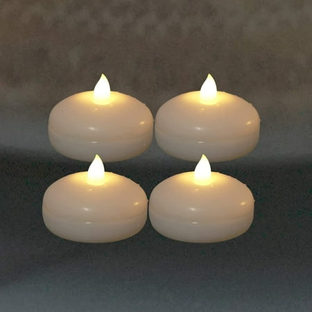 

LED Waterproof Floating Candles - Flameless Flickering Battery Powered Lights with Timer for Christmas Wedding Centerpiece Engagement Dinner Beach Birthday Party Home Decor (Set of 4)