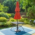 thumbnail image 3 of MF Studio 6-Piece Outdoor Patio Dining Set with 10 ft Umbrella , 4 Stacking Chairs &  Square Table, All Weather Metal Steel & Orange Red Umbrella, 3 of 16
