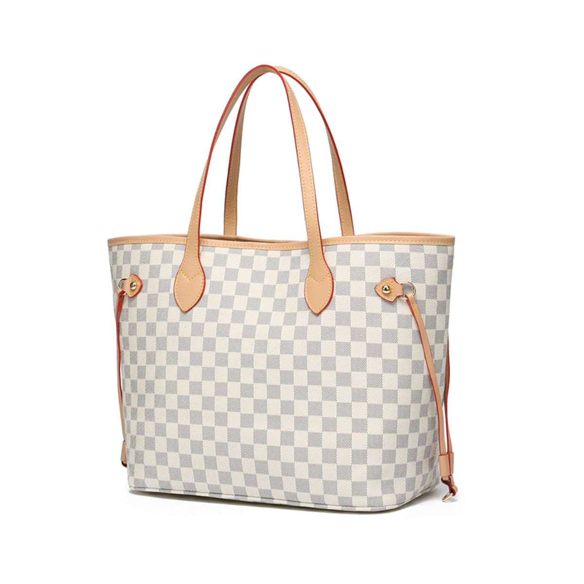 Twenty Four Women'ss Checkered Tote Shoulder Bag With Inner Pouch