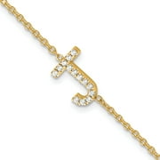 14K Yellow Gold Diamond Sideways Letter J W/ 1In Ext. Bracelet(Length 6.5) - Jbsp
