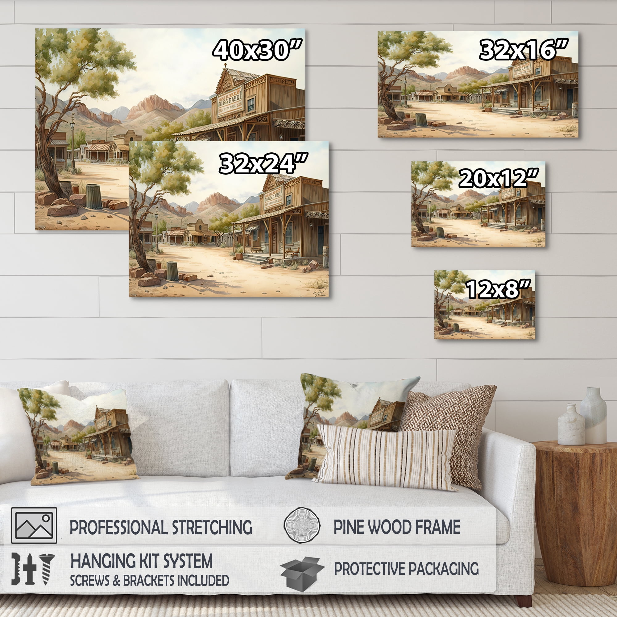 Designart Arizona Wild West Town V Canvas Wall Art