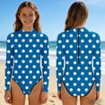 thumbnail image 2 of Swimsuit for Girls, Long Sleeve One Piece Rashguard, Solid Color Beach Vacation Swimsuit for Kids 2-13 Years, 2 of 7