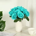 thumbnail image 3 of Balsa Circle Turquoise 12" Artificial Velvet Roses Flowers Arrangement Wedding Bouquet, 3 of 8