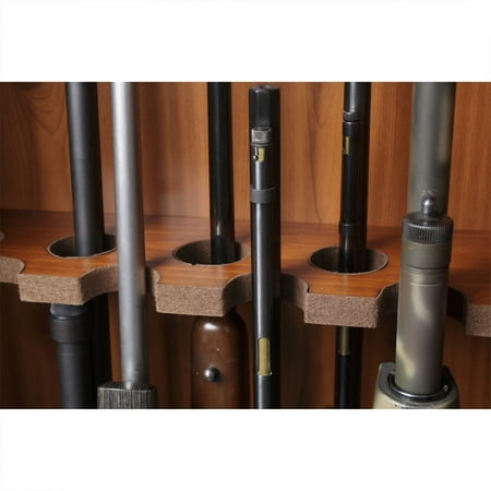 American Furniture Classics 8 Gun Key Locking Wood Cabinet, Brown