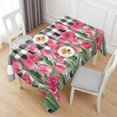 thumbnail image 6 of Pink Tulip Flowers Table Cloth Waterproof Tablecloths, Black Buffalo Plaid Spring Floral Plants Tablecloth Dining Table Cover for Kitchen Party Tabletop Outdoor, Rectangle Tablecloth 60x120 Inch, 6 of 9